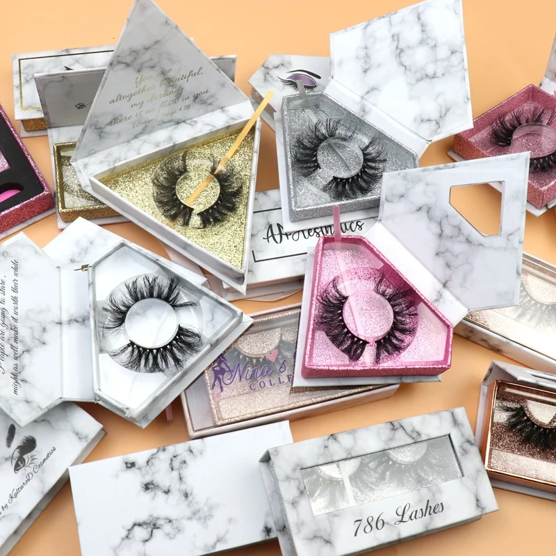 

Wholesale private label packaging box dramatic thick fluffy 3d curly 20-25 mm mink strips eyelash vendors