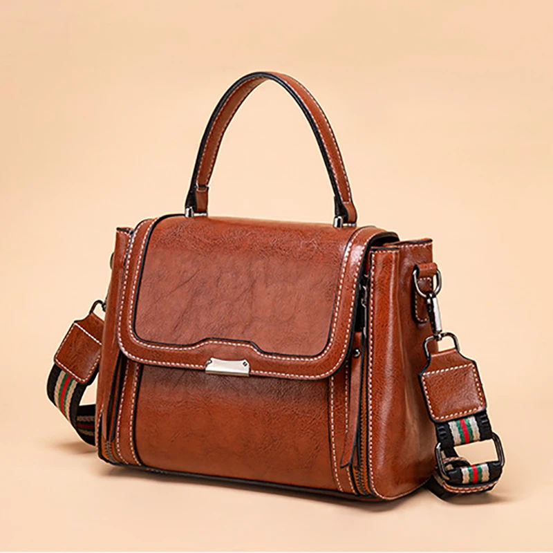 

Fashion designer oil wax leather purses and hand bag ladies guitar strap luxury crossbody handbags women bags 2021, 3 colors