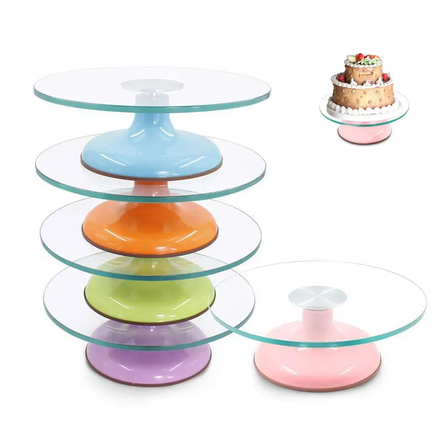 

Cake Turntable Rotating Cake Decorating Tool Cake Rotating Table Glass Cake Stand DIY Baking Tools Kitchen Accessories