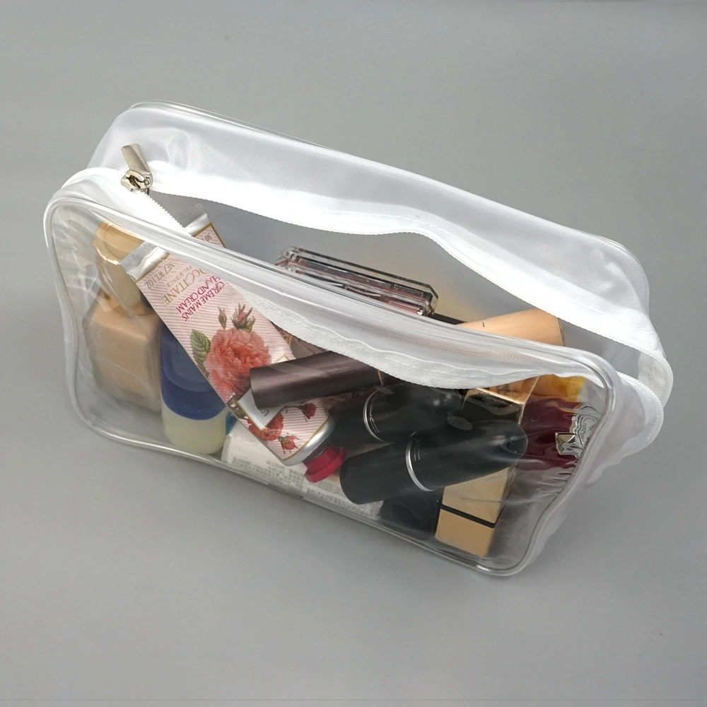 

Custom self-fabric clear tpu pvc makeup pouch cosmetic bag purse bag zipper cosmetic toiletry pvc bag, Black,customized color