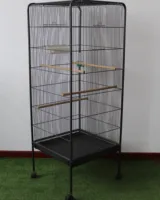 

58" large beautiful outdoor black metal wire square parrot bird breeding cage with 4 wheels