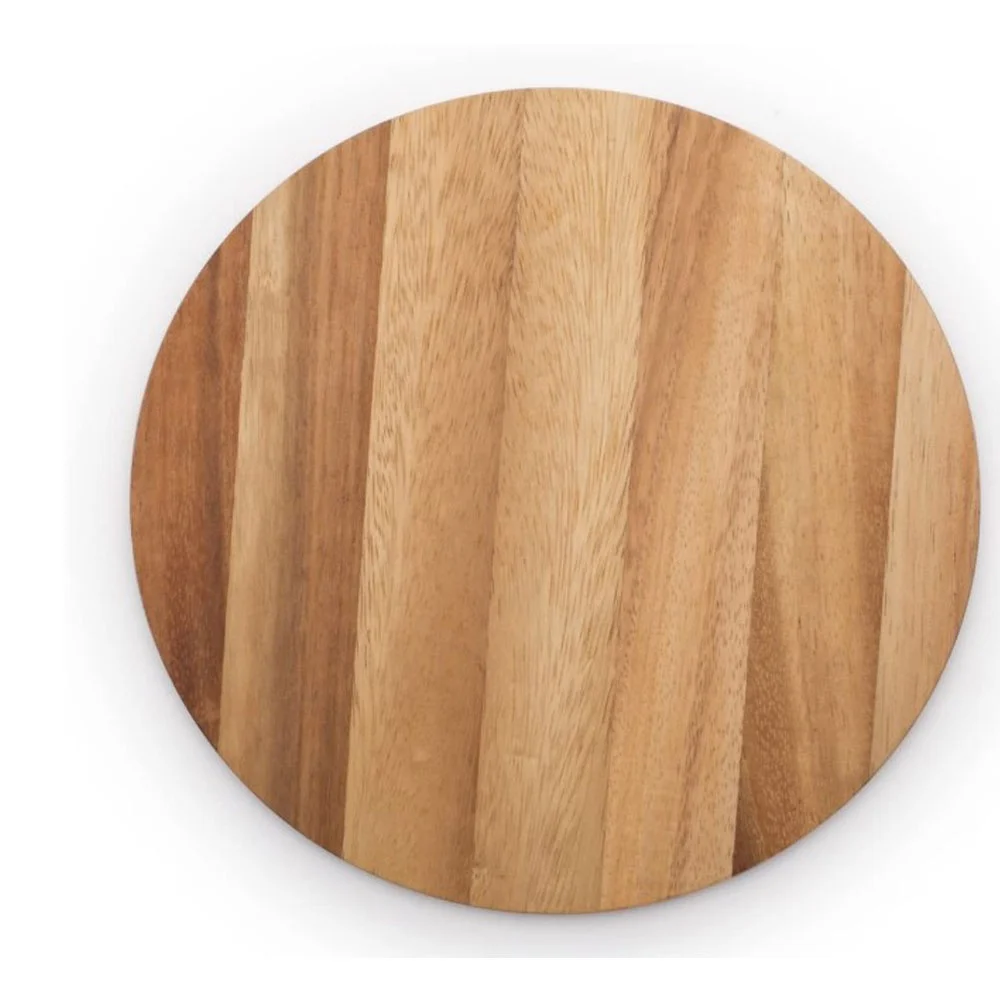 

9 inch custom logo multi functional rustic round shaped blank acacia wooden cutting chopping boards for kitchen, Natural