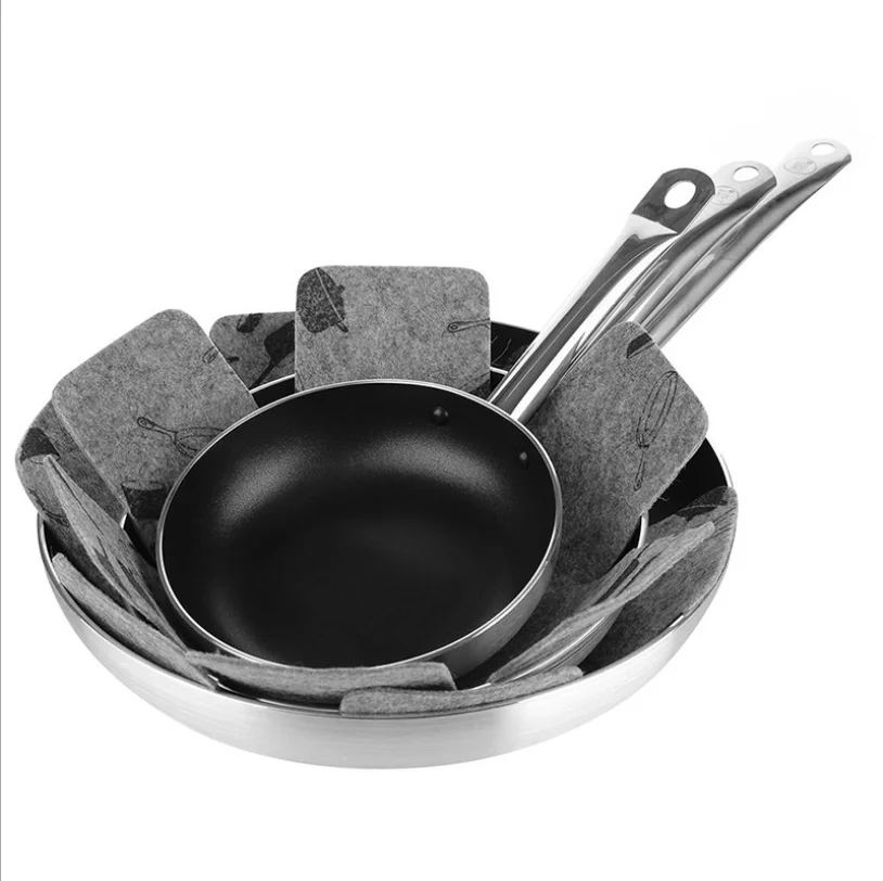 

3mm Insulation Pot Pad Felt Pot and Pan Protectors Cookware Set Divider Pads, Gray,brown,red