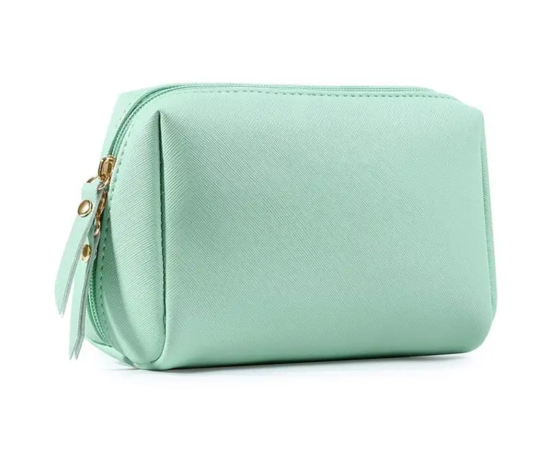 

Customized Cross PU Light Green Mint Beauty Travel Make up Pouch, Natural