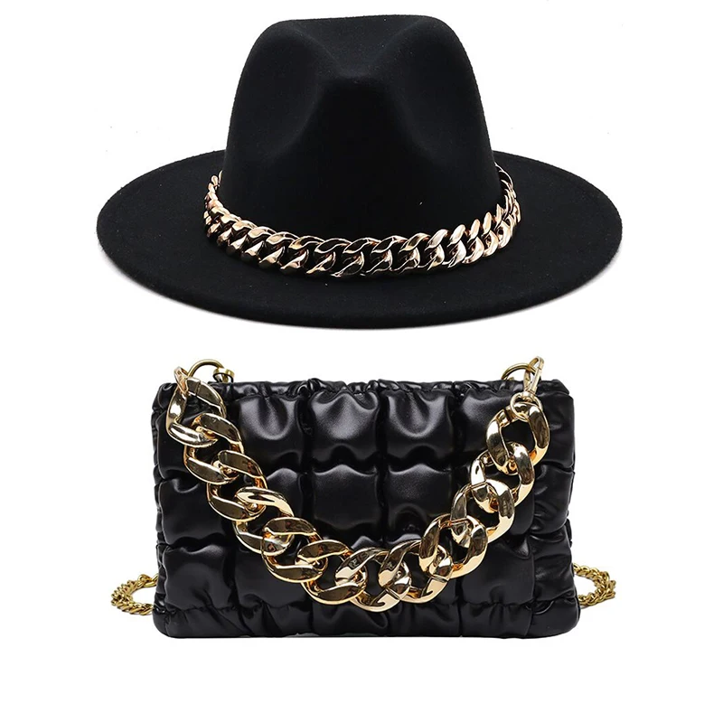 

2022 wholesale fashion crossbody women luxury ladies hand bags designer purse set purses and handbags with matching fedora hat, Customizable
