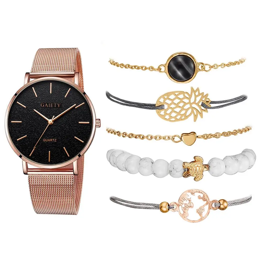 

3894 Modern Fashion Woman Quartz wristwatch Ladies Bracelet Set Casual Watch Gift For Women, Rose gold, gold, silver