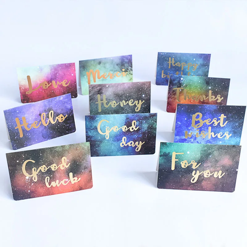 

Hot Stamping Starry Sky Postcard Creative Greeting Card Birthday Invitation Card with Envelope 1 piece card+1 piece envelope