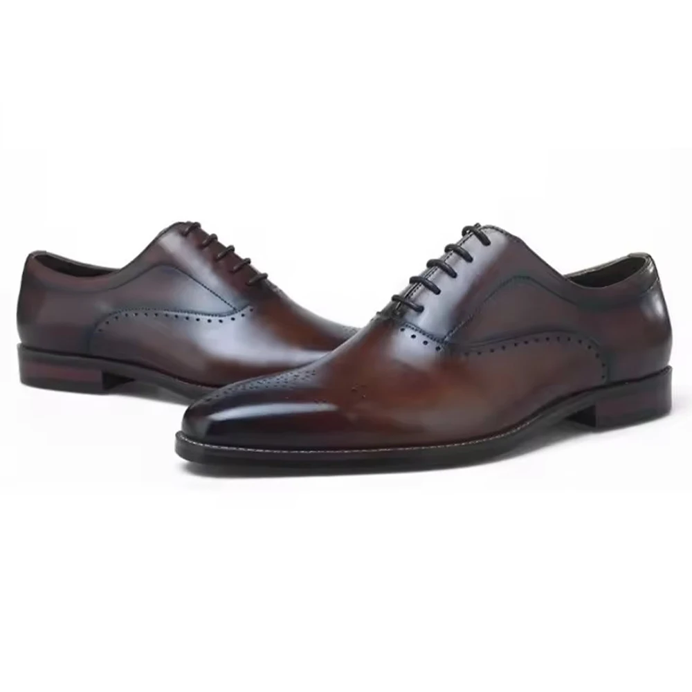 2024 Hot Selling Mens Office Formal Brown Wedding Dresses Shoe Genuine Leather Luxury Shoes Wholesale Leather Shoes for Men