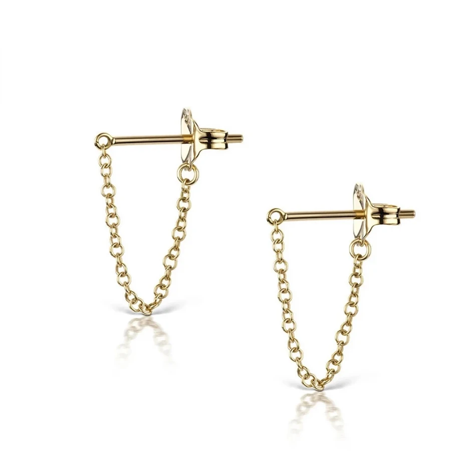 

fashion women jewelry earrings 925 sterling silver 18k gold plated minimalist wrap chain stud earrings