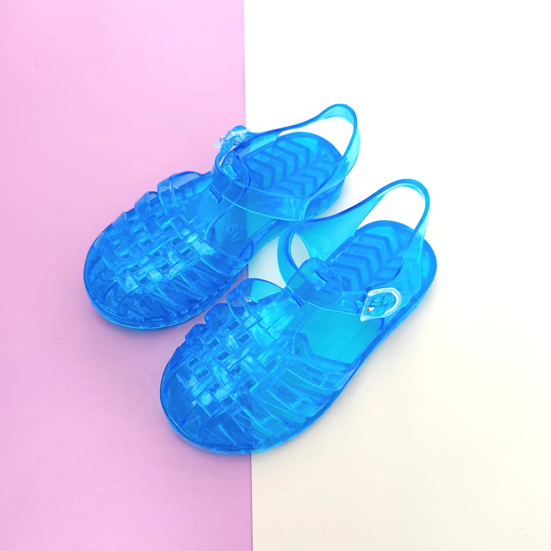 

Wholesale summer soft jelly bling dance girl kid shiny clear spring single shoes big children's flat sandals shoes