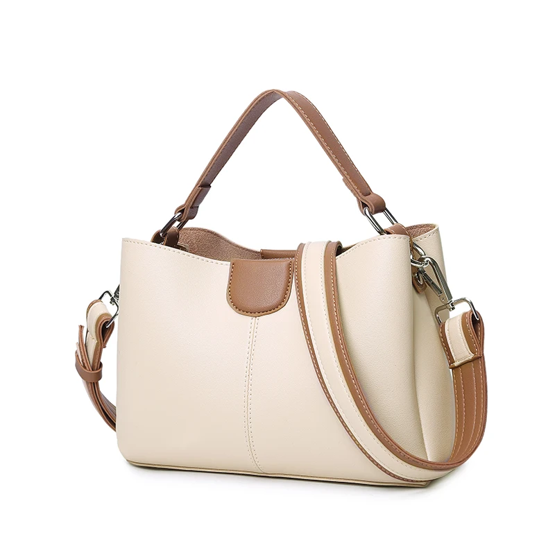 

2020 handbag leather handles Retro elegant Beige cheap ladies large capacity bags women handbags ladies