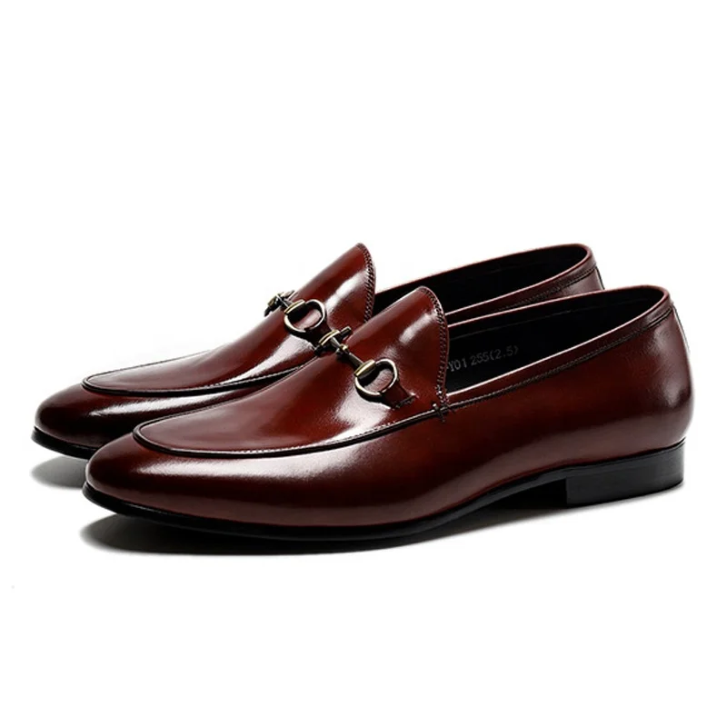 

Hot Sale Slip-On Hand Made italian Genuine Leather Buckle Mens Dress Loafer Shoes