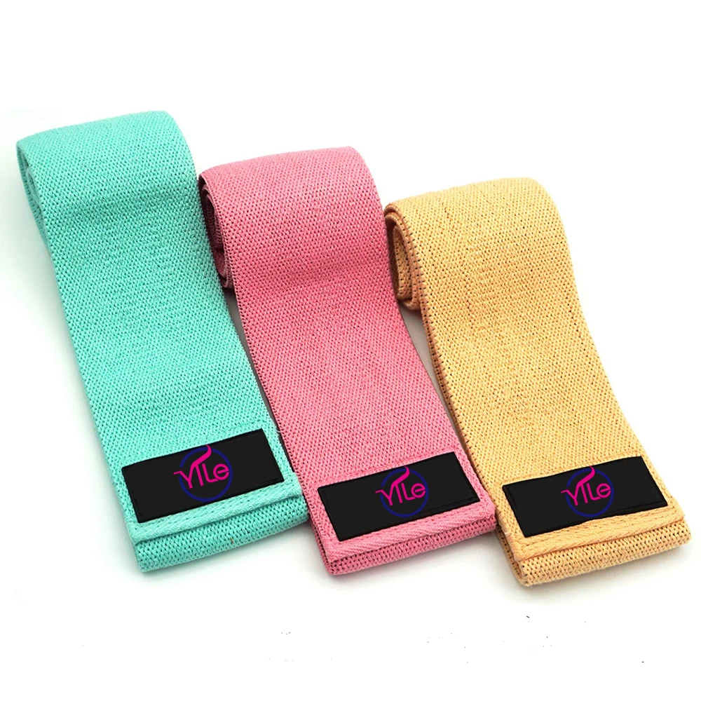 

Private label elastic eco fabric cotton gym resistance exercise bands set, Black/blue/green/yellow/red or custom