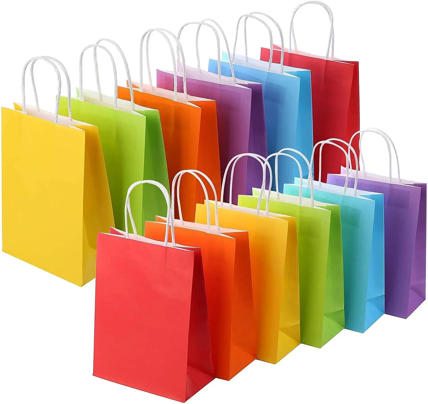 

Colorful gift bags customizable kraft paper bags in bulk with handles perfect for holiday parties crafts and gift wrapping