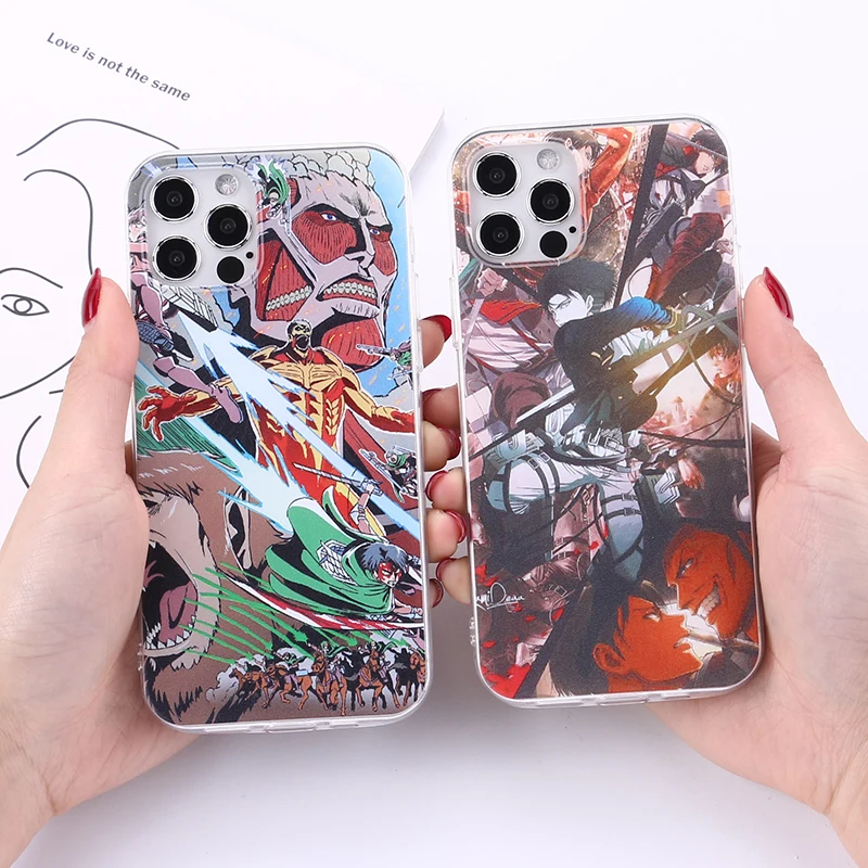 

Anime Japanese Attack on Titan Phone Case For iPhone 12 13 SE 2020 11 Pro XS MAX 8 7 6 6S Plus X 5S SE XR Soft Transparent Cover, Mix patterns