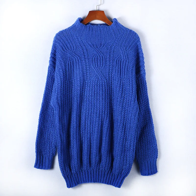 

European and American Women's Fashion Casual Sweater Women's High Collar Twist Knitted Top Pullover