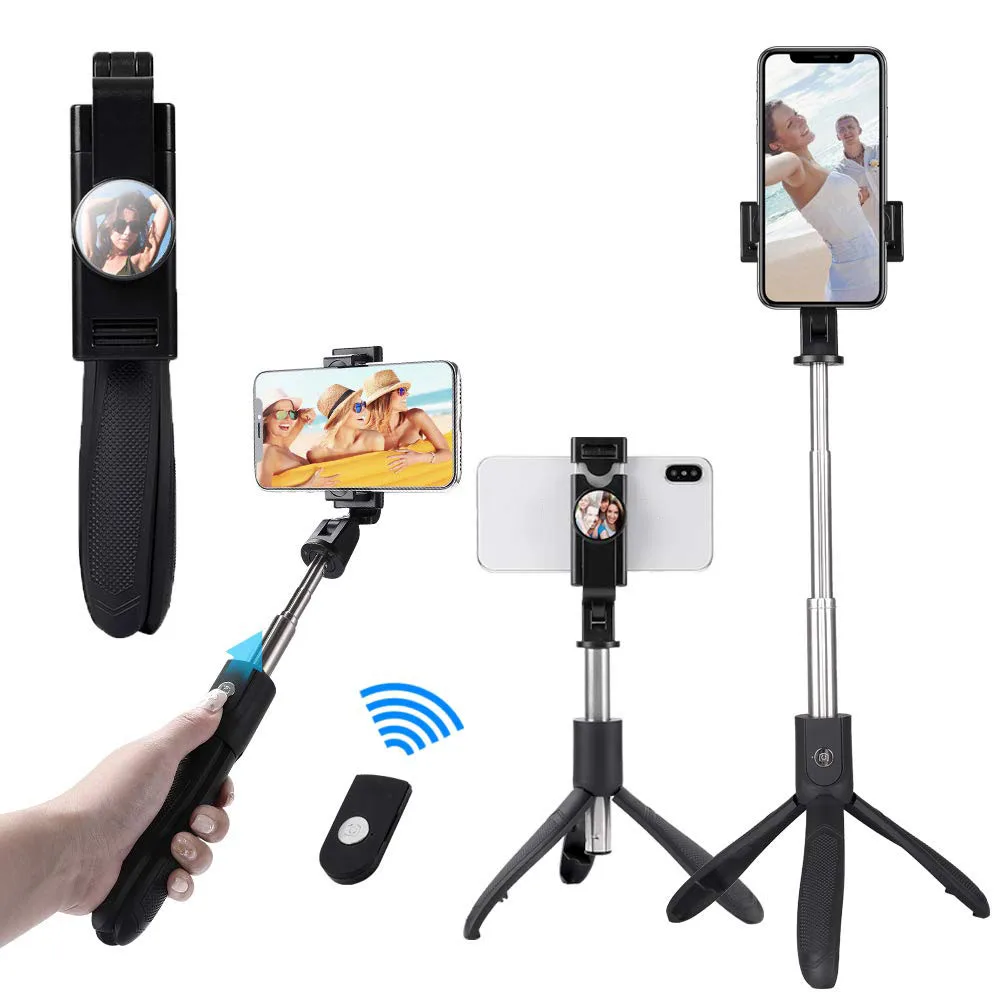 

K06 BT Selfie Stick with Tripod Mirror 360 Rotation Remote Control Holder Compatible with Smart Phones Selfie Stick