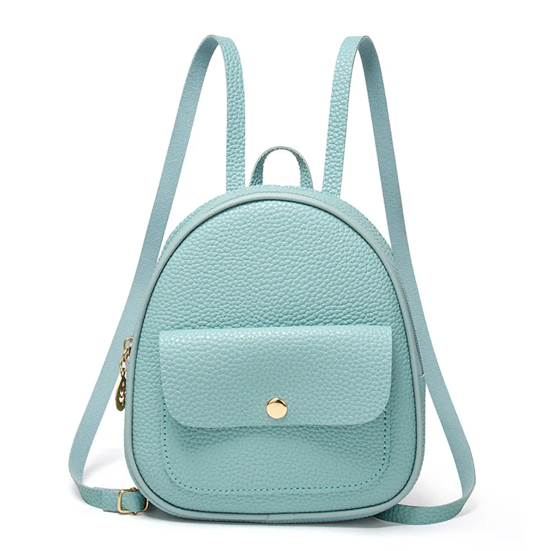 

Cute simple daily travel high quality sky blue girl backpacks with front pocket