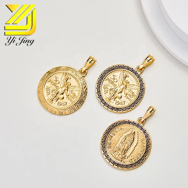 

New arrivals from 18 k gold and tricolor Jewelry wholesale The statue of liberty COINS charm pendant oil plated