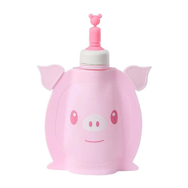 

BPA Free New 2021 100% Food Grade Collisable Babi Cartoon Feeding Suction Silicone Baby Water Bottle, Pink
