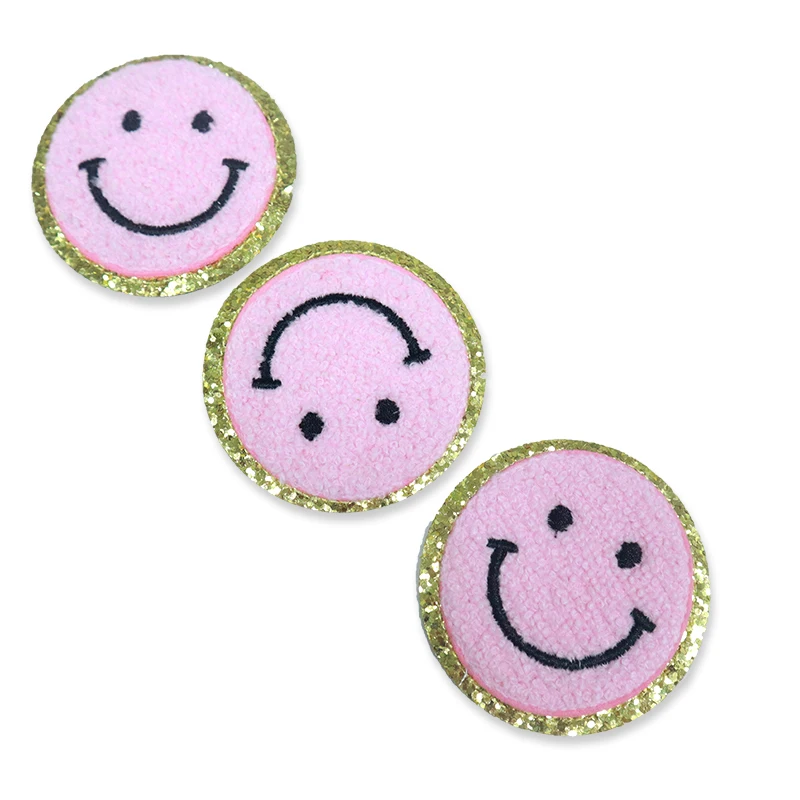 

New Product Letters Chenille Embroidered Patches Custom Smile Embroidery Patch Iron On Clothing