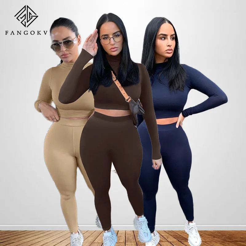

Winter Women Sport Fitness 2 Two Piece Set Outfits Long Sleeve Tops Leggings Pants Set Bodycon Tracksuit
