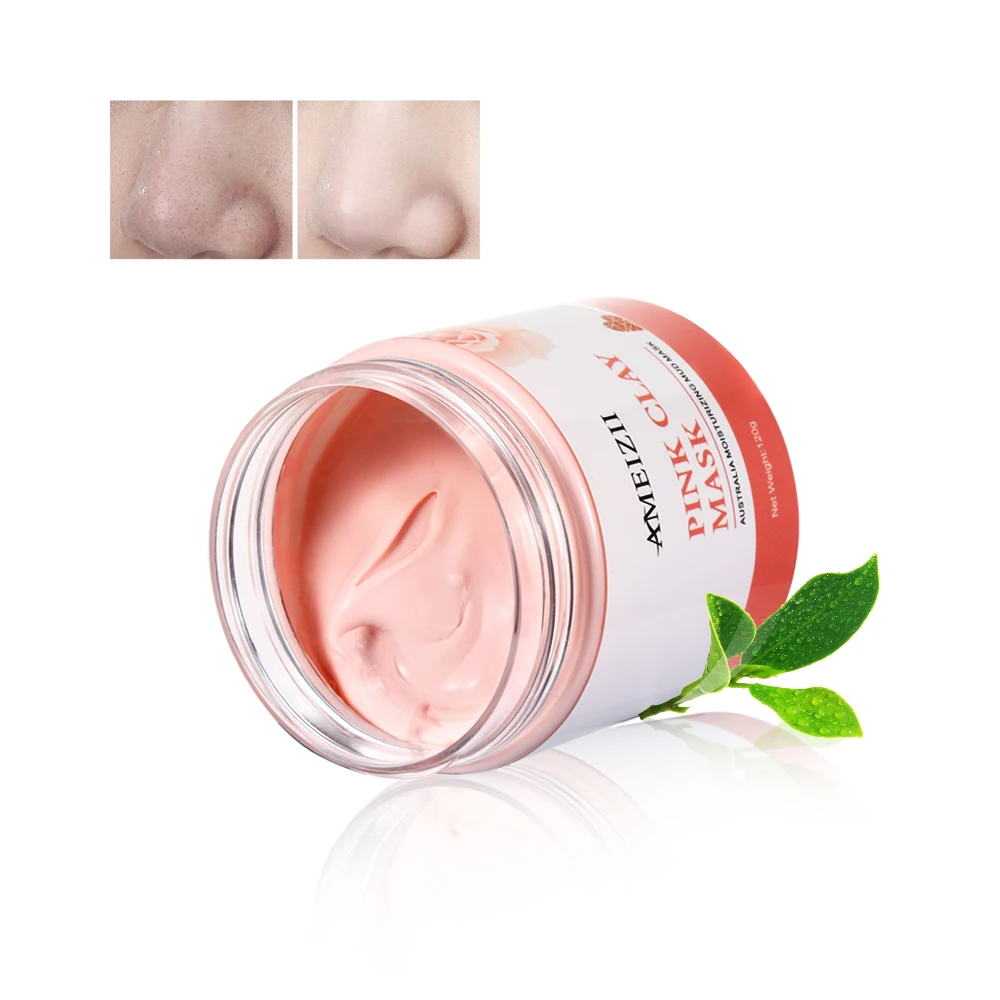 

AMEIZII Organic Cosmetics Face Care 120g Pink Clay Mask Detox Skin Whitening Hydrating Facial Mud Mask Washable Beauty Product