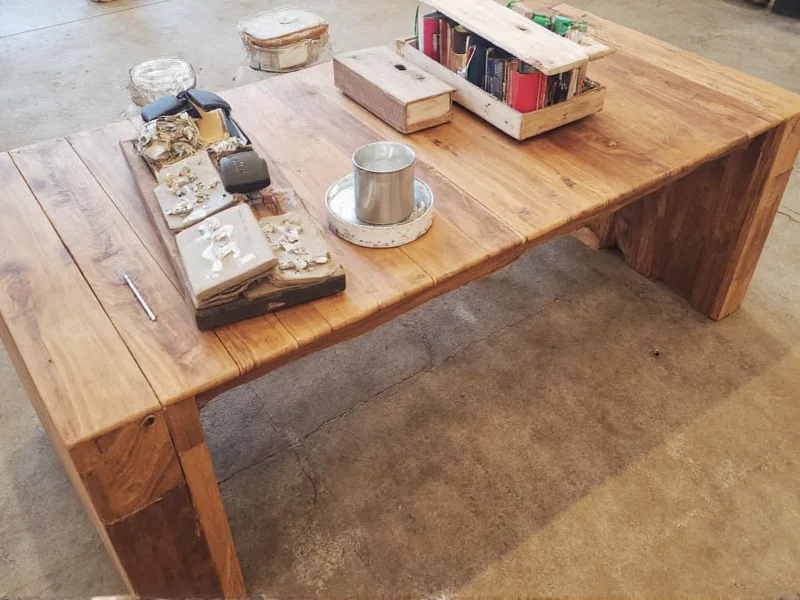 Reclaimed wood standing desk materials layout