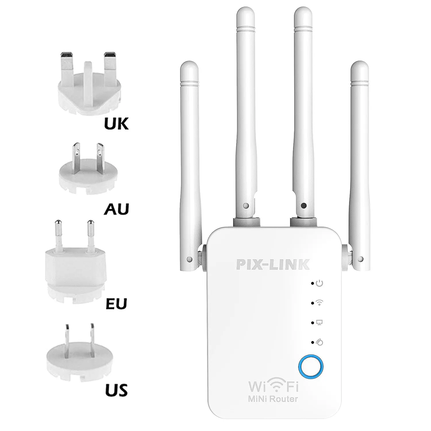 

PIX-LINK 300Mbps 1 LAN Port WiFi Range Extender Booster Repeater Router, White\black