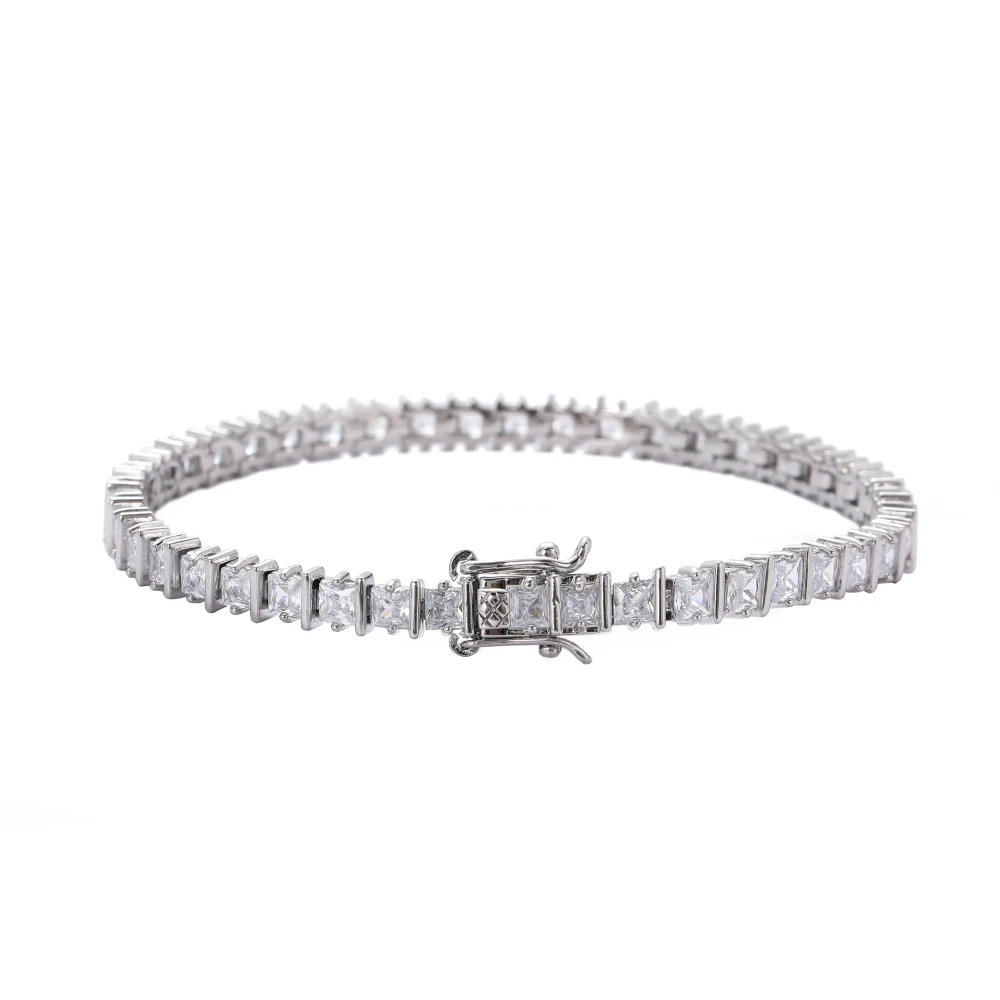 BB118   3mm  7"  8"Tennis Chain Bracelet Hip Hop Jewelry Gold Silver Material CZ Bracelet Iced Out