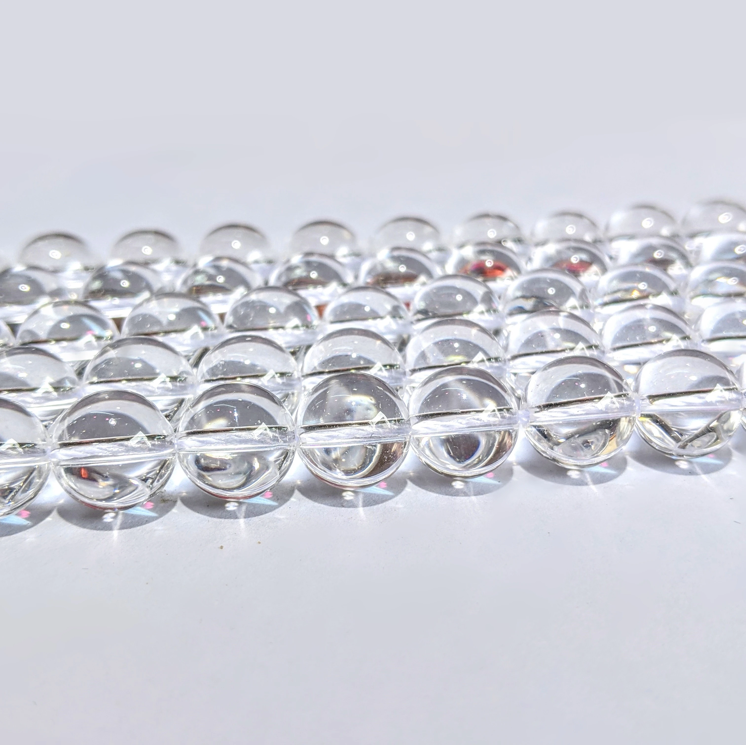 Natural Crystal Healing Stone Transparent / White Floc / Cracked Loose Round Clear Crystal Quartz Beads for Jewelry Making