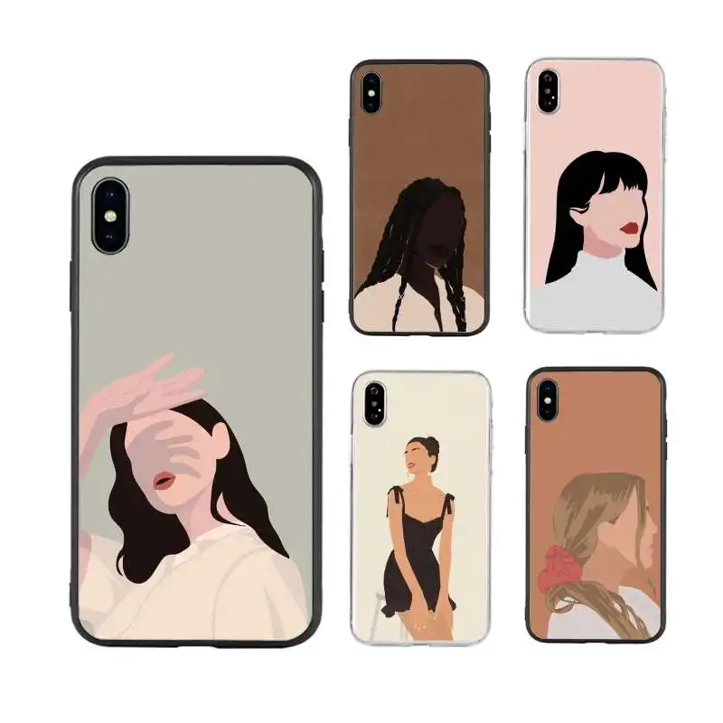 

Hot Literary girl phone case cover For iphone 5 se 2 6 6s 7 8 plus X XS XR 11 12 PRO MAX black shell silicone for female