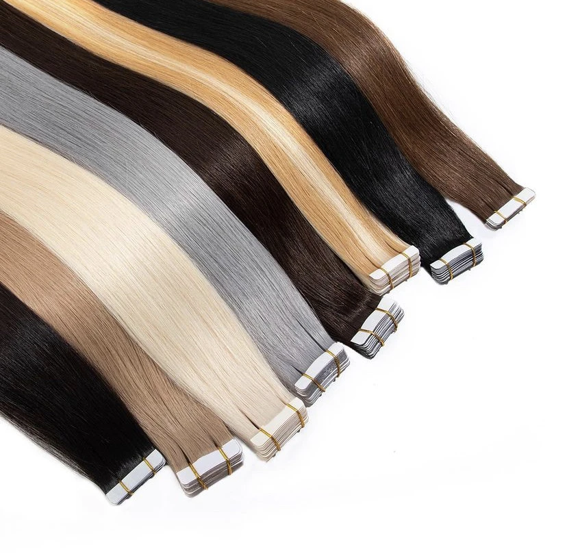 

Double Drawn Virgin Cuticle Aligned Tape In Remy Human Hair Extensions Invisible Skin Weft Tape In Hair Extensions