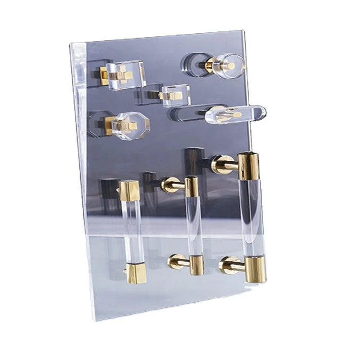 
Hot sale round acrylic door handle knobs with brass metal pull bar 