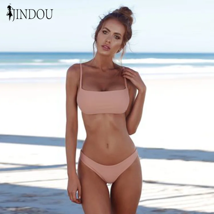 

2021 Split Mini Beachwear girls Triangle Briefs pure color Sexy bikini set woman swimwear