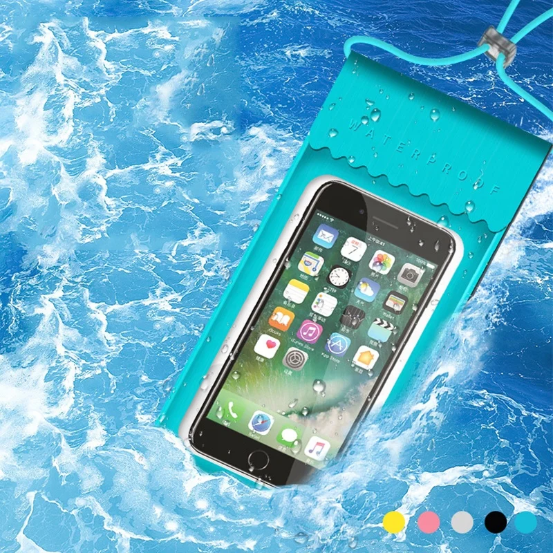 

2021 new depth waterproof 30 meters 5 inches 6 inches universal waterproof suitable for Apple, Huawei, Samsung mobile phone bag, 5 colors