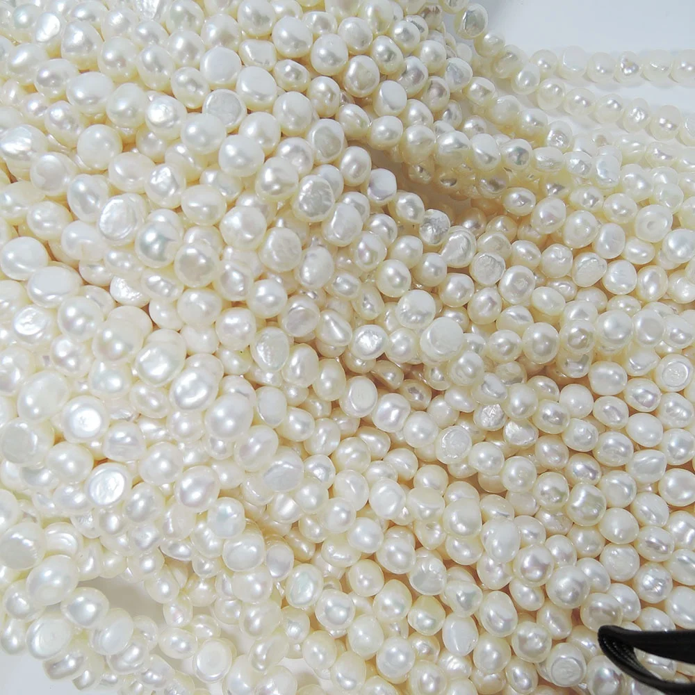 

natural pearl baroque loose pearl wholesale freshwater pearl in strand High quality 6.3-7.3 mm wholesale nugget