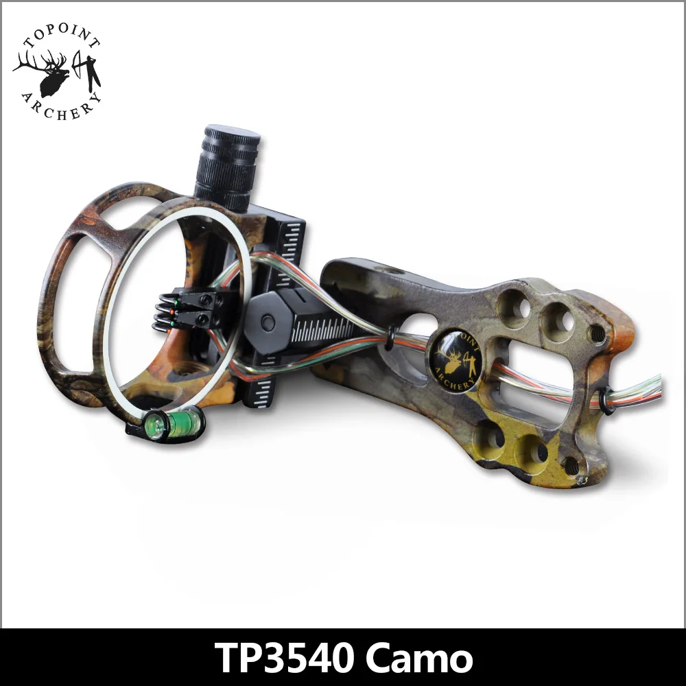 

Topoint 4 Pin Compound Bow Sight TP3540 with LED Sight Light 0.019" Fiber Brass Pin CNC Machined for Archery Hunting Shooting