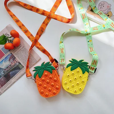 

Fruit Shape Pineapple Kids Silica Gel Bag Mini Coin Purse Baby Girls Pop Bag