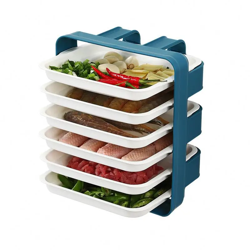 

Kitchen Wall-mounted Desktop Side Dish Plate Punch-free Household Vegetable Storage Rack Hot Pot Barbecue Tray, Blue,white,coffee