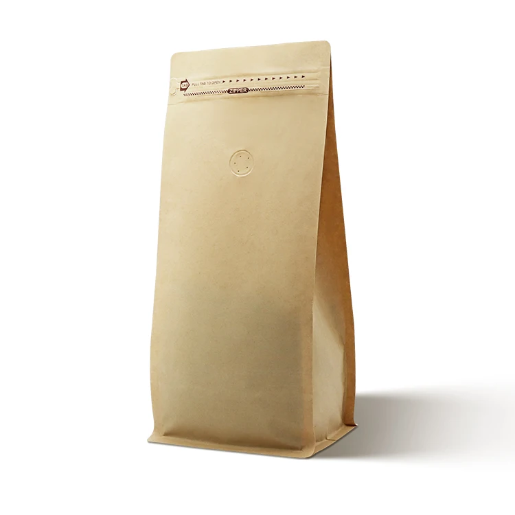 

RTS food packaging kraft coffee bag kraft paper zipper bag with valve