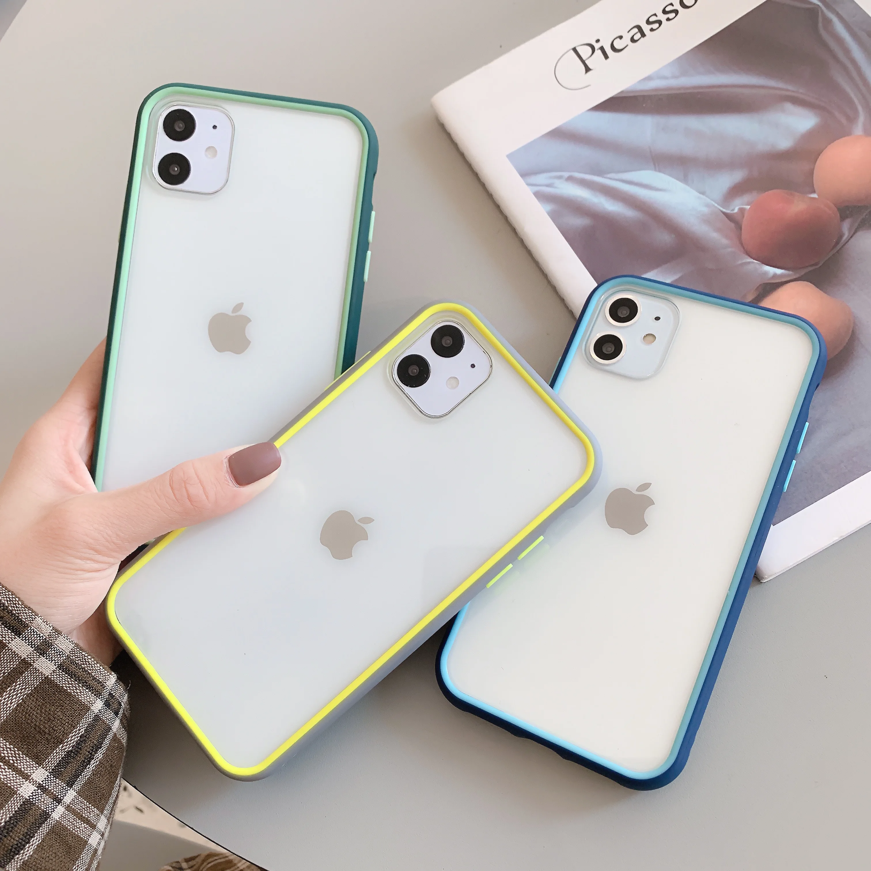 

FREE sample Shockproof Clear Transparent Phone Case for iphone 11 hybrid case acrylic, Black, red,blue,green,gray