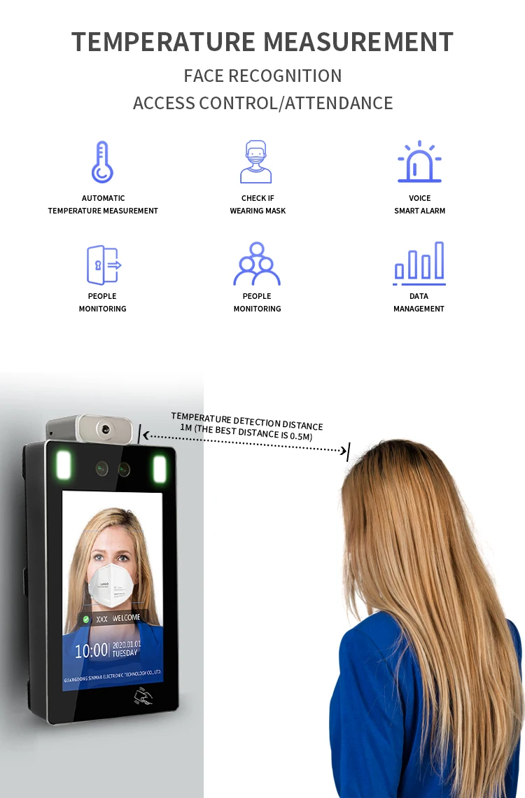 smart school touch screen sdk qr biometric facial recognition attendance access control system timy temperature face recognition