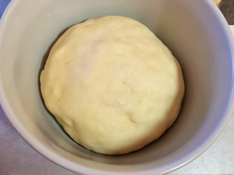 Homemade ramen dough resting in bowl