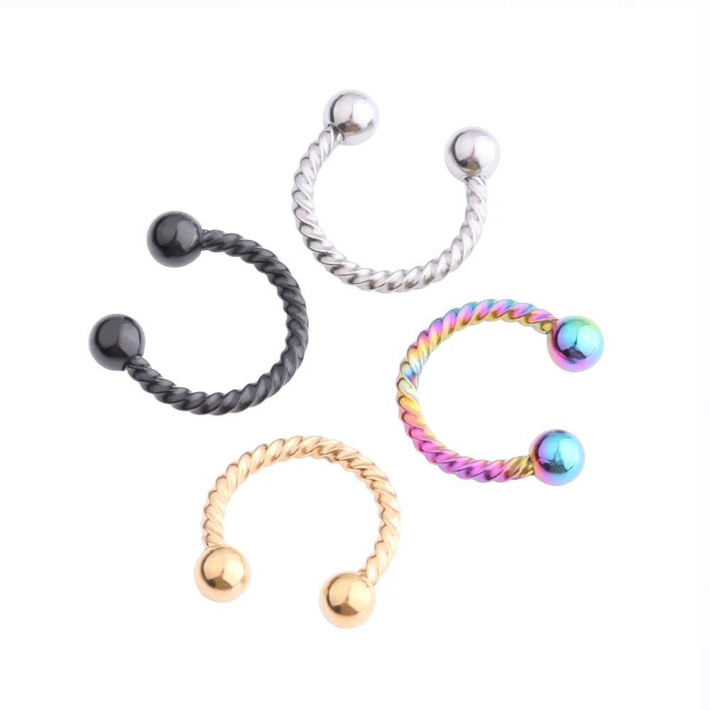 

Twisted Rope Effect Nose Hoop fake Septum CBB Horseshoe Circular Ring