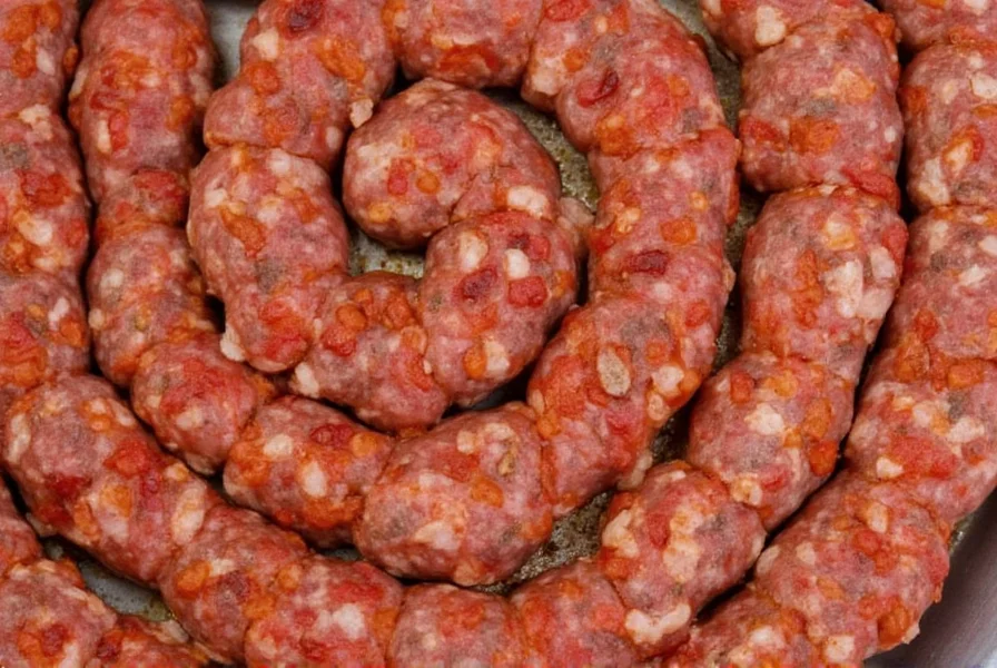 Fresh Italian sausage cooking in a skillet