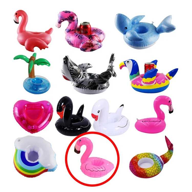 

Cheap Price Inflatable Flamingo Drink Cup Can Holder Pool Float for Festival Promotion Gift, As photo or customized color