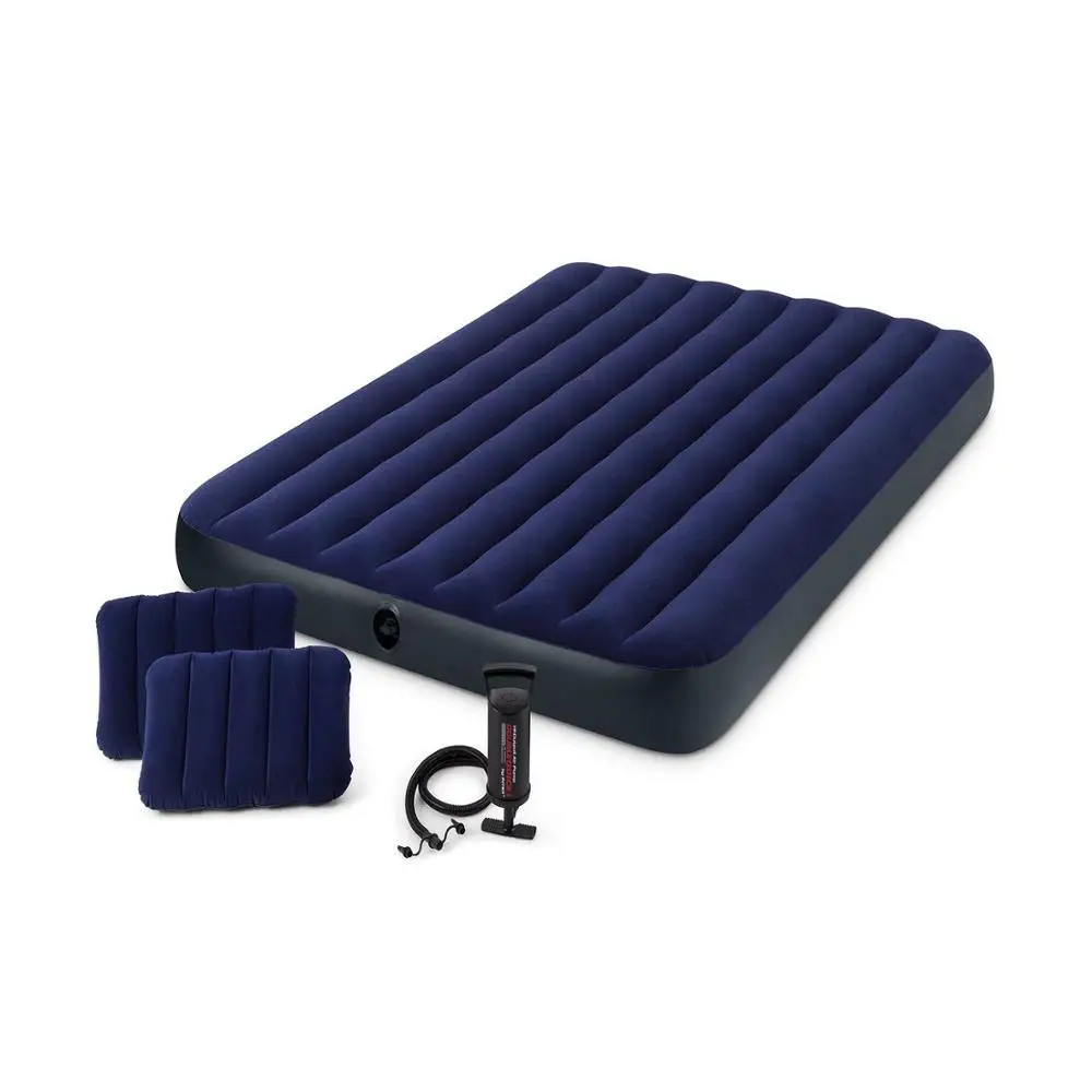 

Inflatable Air Bed Foldaway Car Mattress Flocking Queen Folding Mattress with Pump Pillow Portable Camping Outdoor Air Bed