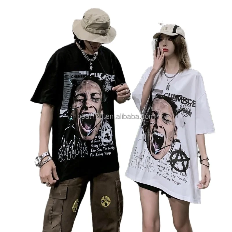

Summer New Products Beauty High Street hip hop t-shirt men, Letter Big V Loose Half Sleeve Lovers Base T-shirt
