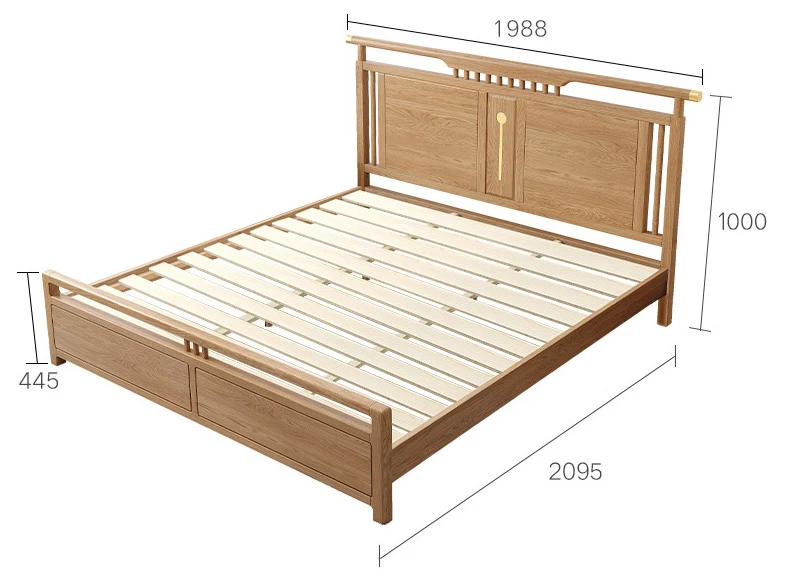 product-2020 multifunctional natural wood color full size soild wooden bed sets luxury bedroom moder-2